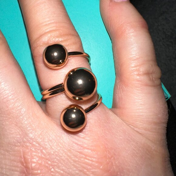 orb goldtone statement ring sz 7 - Picture 4 of 7